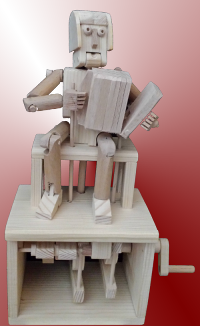 Figur: Akkordeonspieler aus Holz